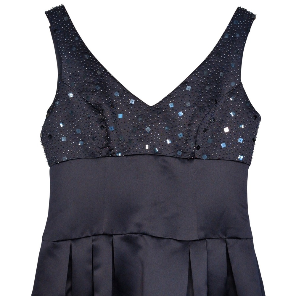 Talbots Satin Beaded Cocktail Dress 4 Elegant Occasion Wedding Guest Celestial - Picture 4 of 7